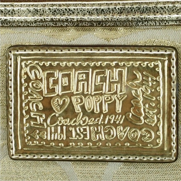 COACH Poppy OP Art Gold Signature Monogram Logo Glam Tote - Picture 4 of 16